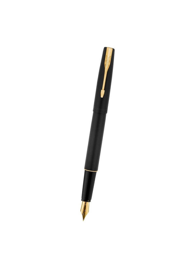 Parker Frontier Matte Black (Gold Nib) GT Fountain Pen, 1 Count (Pack of 1) (9000020642)