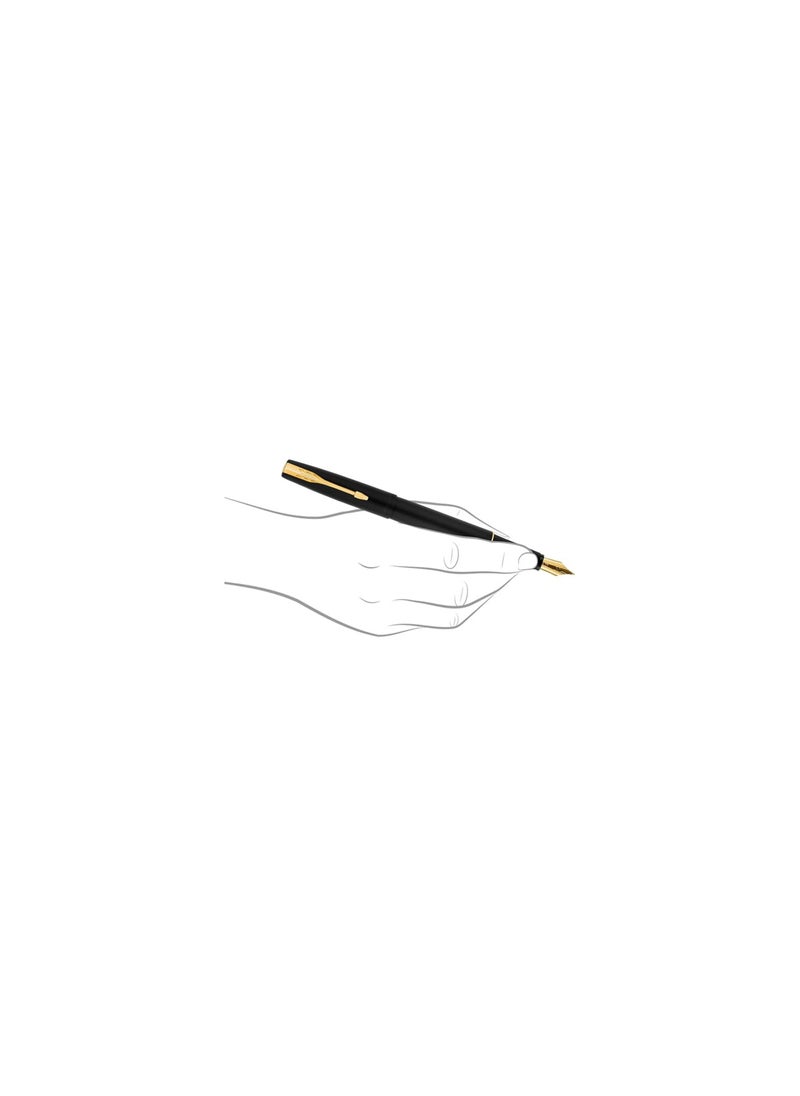 Parker Frontier Matte Black (Gold Nib) GT Fountain Pen, 1 Count (Pack of 1) (9000020642)