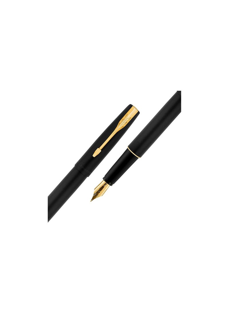 Parker Frontier Matte Black (Gold Nib) GT Fountain Pen, 1 Count (Pack of 1) (9000020642)