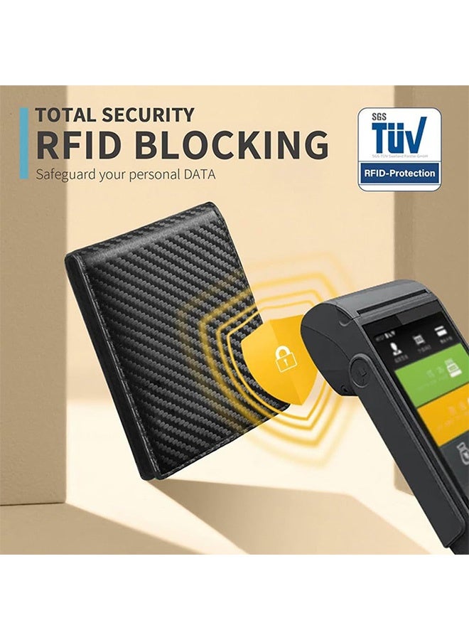 محافظ جلد مزودة بـ RFID ومقاومة للإشارات اللاسلكية، وثلاثية الطبقات، ومقتنيات مفككة، وفراغ لشرائح العملة، ونافذة هوية - محافظ رجالية قصيرة محمولة مقاومة للسرقة ومتينة وقابلة للتعديل - Image 4
