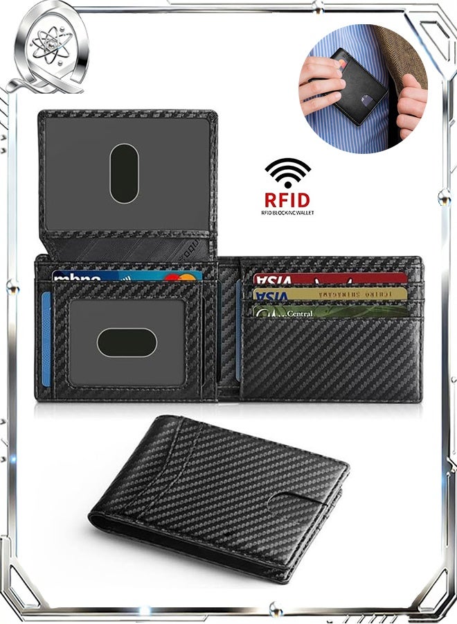 محافظ جلد مزودة بـ RFID ومقاومة للإشارات اللاسلكية، وثلاثية الطبقات، ومقتنيات مفككة، وفراغ لشرائح العملة، ونافذة هوية - محافظ رجالية قصيرة محمولة مقاومة للسرقة ومتينة وقابلة للتعديل - Image 1