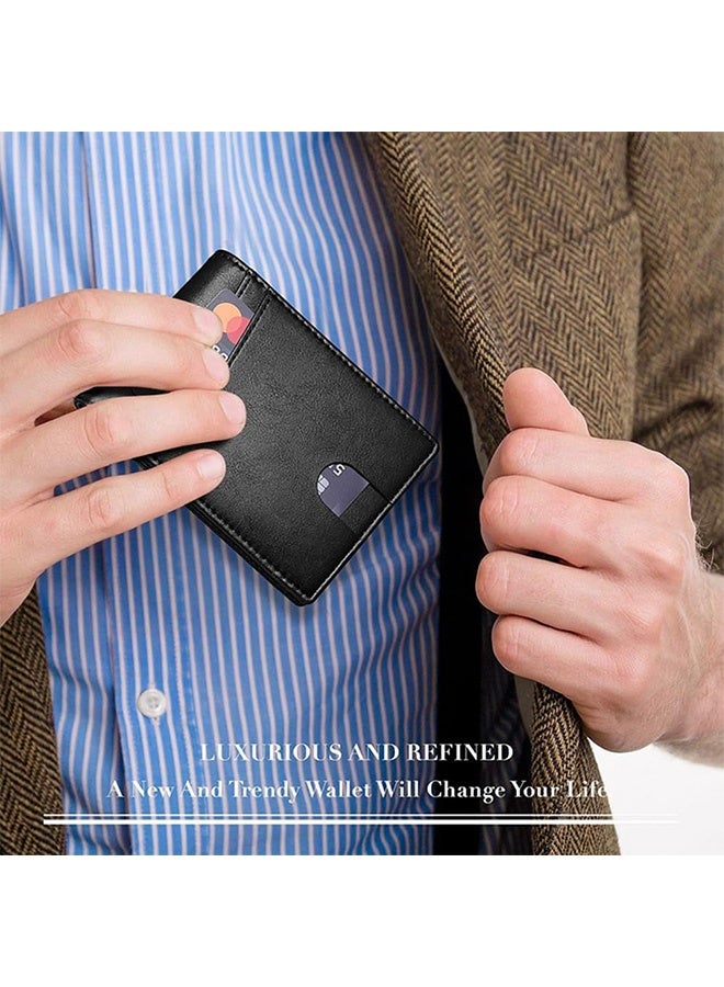 محافظ جلد مزودة بـ RFID ومقاومة للإشارات اللاسلكية، وثلاثية الطبقات، ومقتنيات مفككة، وفراغ لشرائح العملة، ونافذة هوية - محافظ رجالية قصيرة محمولة مقاومة للسرقة ومتينة وقابلة للتعديل - Image 5