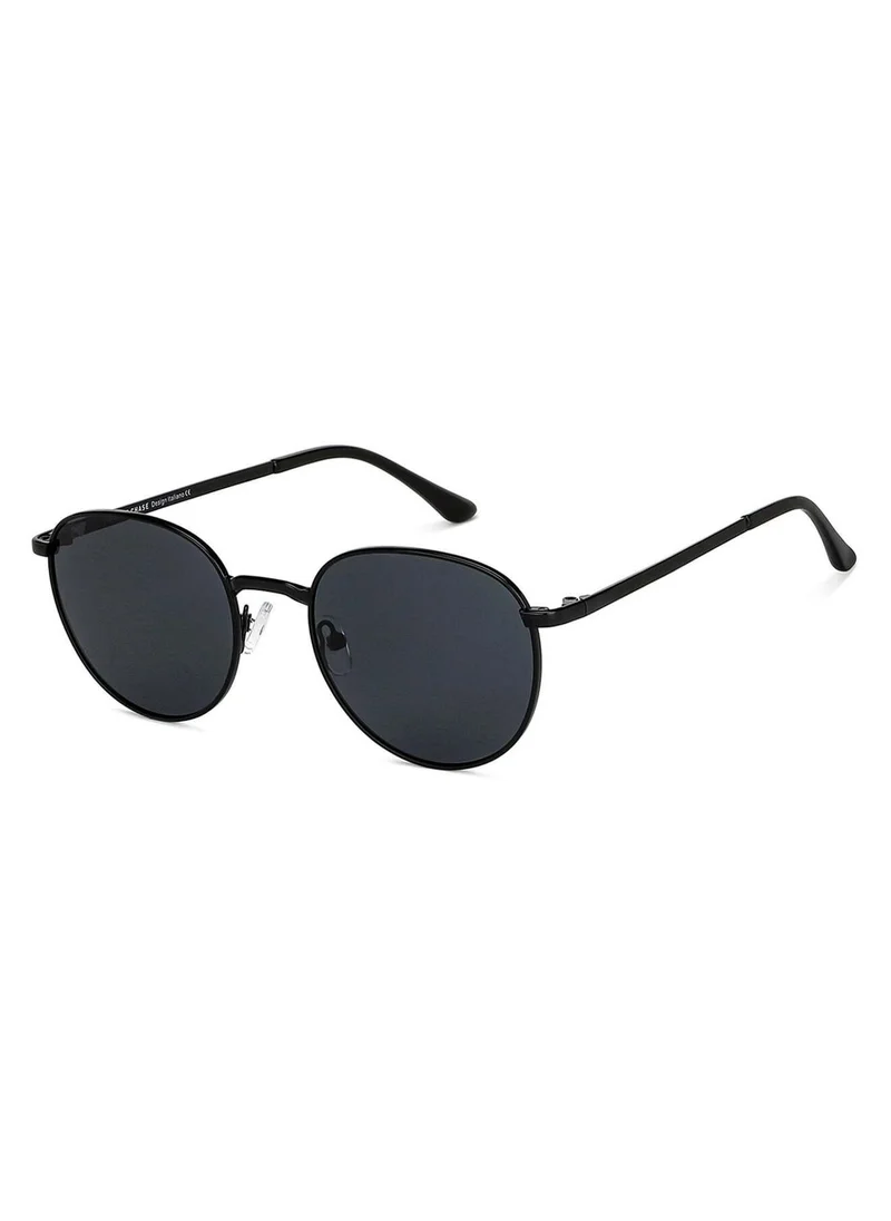 فينسينت تشيس Vincent Chase By Lenskart | Grey Black Full Rim Round Stylish Sunglasses | Polarized and UV Protected | For Men and Women | Small | VC S14084