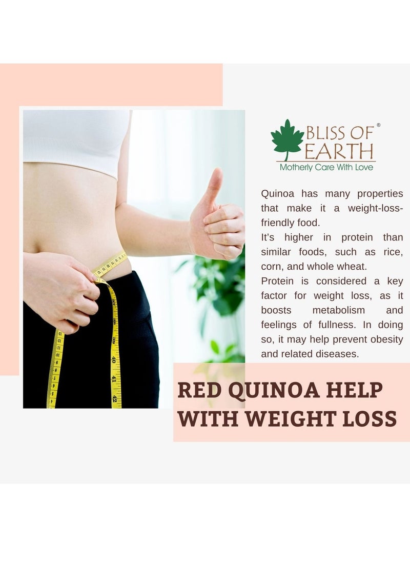 BLISS OF EARTH - Organic Red Quinoa 1KG for Weight Loss Raw Superfood Daily Healthy Diet - Image 1