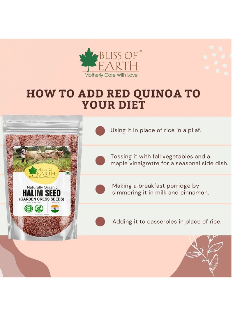 BLISS OF EARTH - Organic Red Quinoa 1KG for Weight Loss Raw Superfood Daily Healthy Diet - Image 1