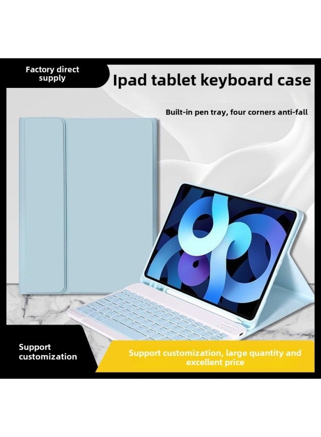 For 2024 IPad Keyboard Protective Case Built-in Pen Slot 10 Generation 11Pro Apple Hibernation Protective Case Leather Case-Color:Misty Blue + 10inch Keyboard + Dual Mode Bluetooth Mouse-Applicable Models:Ipad Pro 2018/2020/2021/2022 Version Full Screen  - Image 1