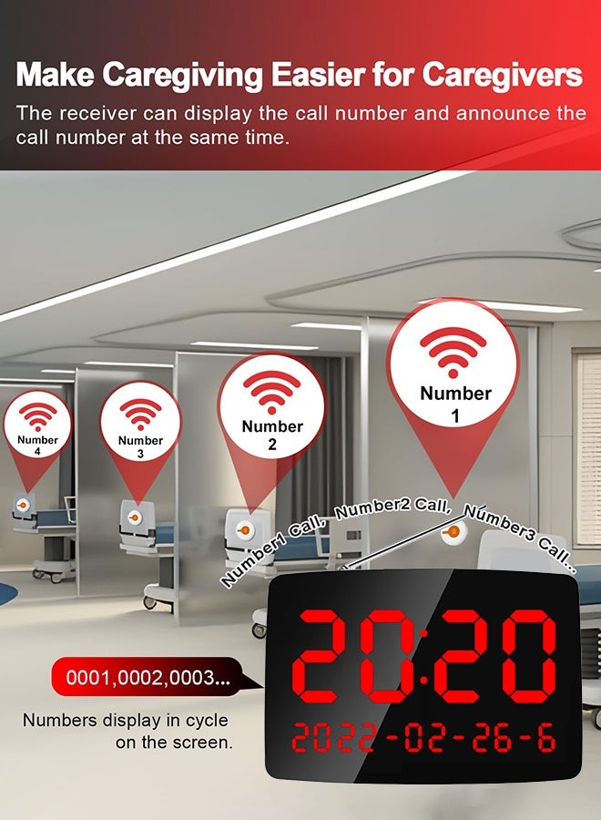 WALALLA Wireless Nurse Call System - 500m Range Caregiver Pager with 1 Receiver & 10 Call Buttons, Portable Patient Call Bell for Hospital, Clinic, Rehabilitation Center, Nursing Home - Image 5