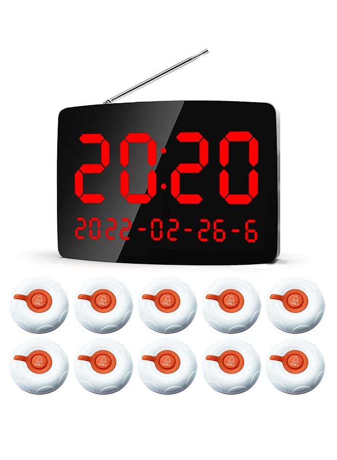 WALALLA Wireless Nurse Call System - 500m Range Caregiver Pager with 1 Receiver & 10 Call Buttons, Portable Patient Call Bell for Hospital, Clinic, Rehabilitation Center, Nursing Home - Image 1