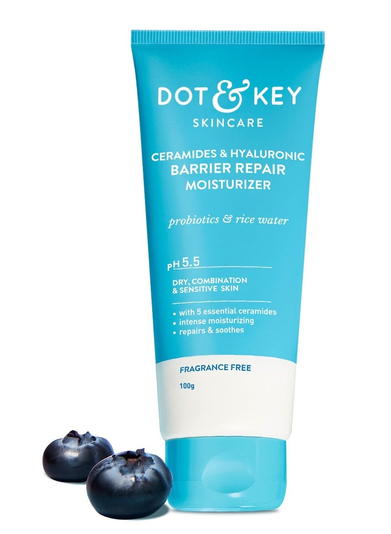 Ceramides & Hyaluronic Hydrating Face Cream With Probiotic I Barrier Repair For Dry Skin, 100g