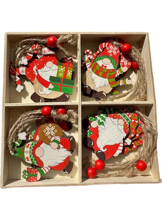The Bros Christmas Decoration 12pcs Christmas Wooden Ornaments Set for Christmas Tree Hanging Decoration, Gnome Hanging Ornaments Elf Paintable Christmas Ornaments. Christmas gift. - Image 1