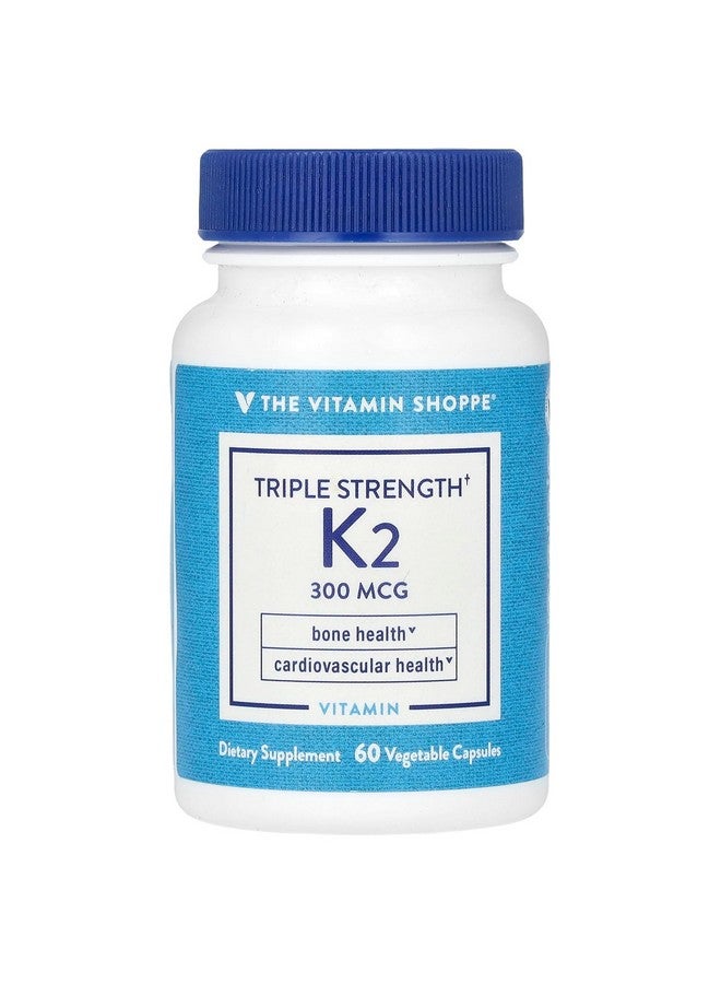 The Vitamin Shoppe Triple Strength Vitamin K2 a" Bone Health a" 300 MCG (60 Vegetable Capsules) - Image 1