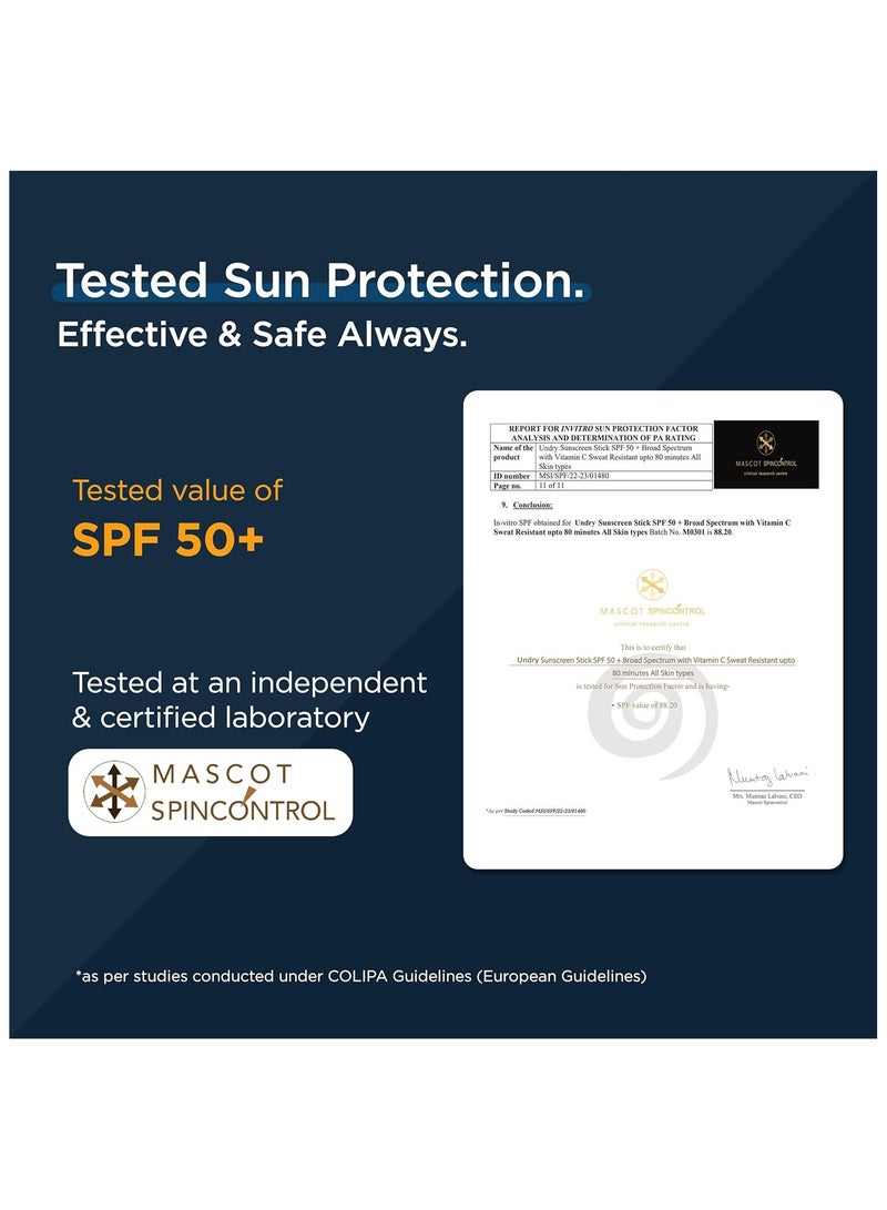 Undry Sunscreen Stick with Vitamin C SPF 50 for Face for Women & Men 13G - Image 2