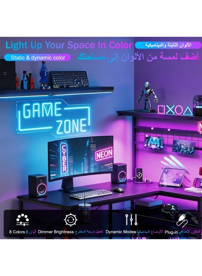 مصباح RGB قابل للتعتيم يُركب أسفل الخزانة – 8 ألوان وأوضاع ديناميكية، يعمل عبر منفذ USB، تركيب مغناطيسي لمكتب الألعاب، الرفوف، وغرفة النوم - Image 2