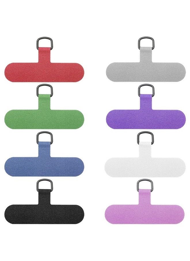 CKANDAY 8 Pack Phone Tether Tabs, 8 Colors Universal Cell Phone Lanyard Fabric Canvas Patch Pad Sticker Anti-Lost Attachment Hanging Metal Ring Replacement for Smartphone Mobile Safety Wrist Neck Strap  - Image 1