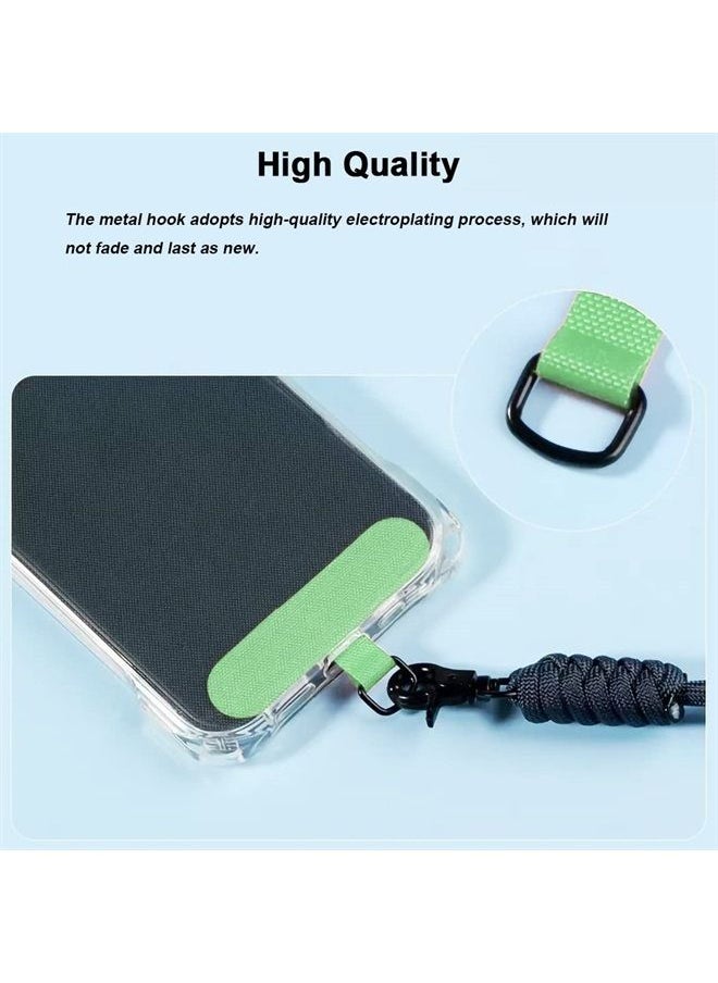 CKANDAY 8 Pack Phone Tether Tabs, 8 Colors Universal Cell Phone Lanyard Fabric Canvas Patch Pad Sticker Anti-Lost Attachment Hanging Metal Ring Replacement for Smartphone Mobile Safety Wrist Neck Strap  - Image 4