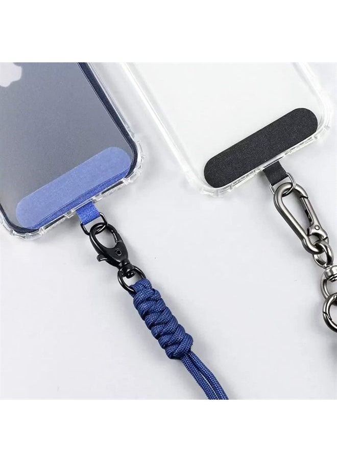CKANDAY 8 Pack Phone Tether Tabs, 8 Colors Universal Cell Phone Lanyard Fabric Canvas Patch Pad Sticker Anti-Lost Attachment Hanging Metal Ring Replacement for Smartphone Mobile Safety Wrist Neck Strap  - Image 3