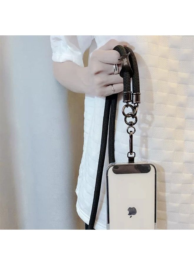8 Pack Phone Tether Tabs, 8 Colors Universal Cell Phone Lanyard Fabric Canvas Patch Pad Sticker Anti-Lost Attachment Hanging Metal Ring Replacement for Smartphone Mobile Safety Wrist Neck Strap