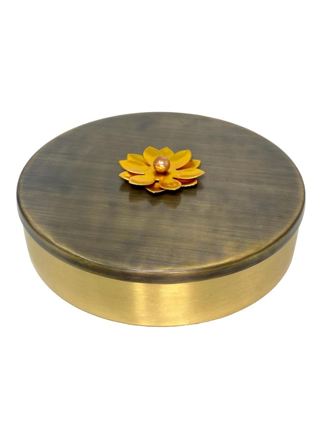 Rock Tawa Brass Spice Box with Flower on Top - Image 3