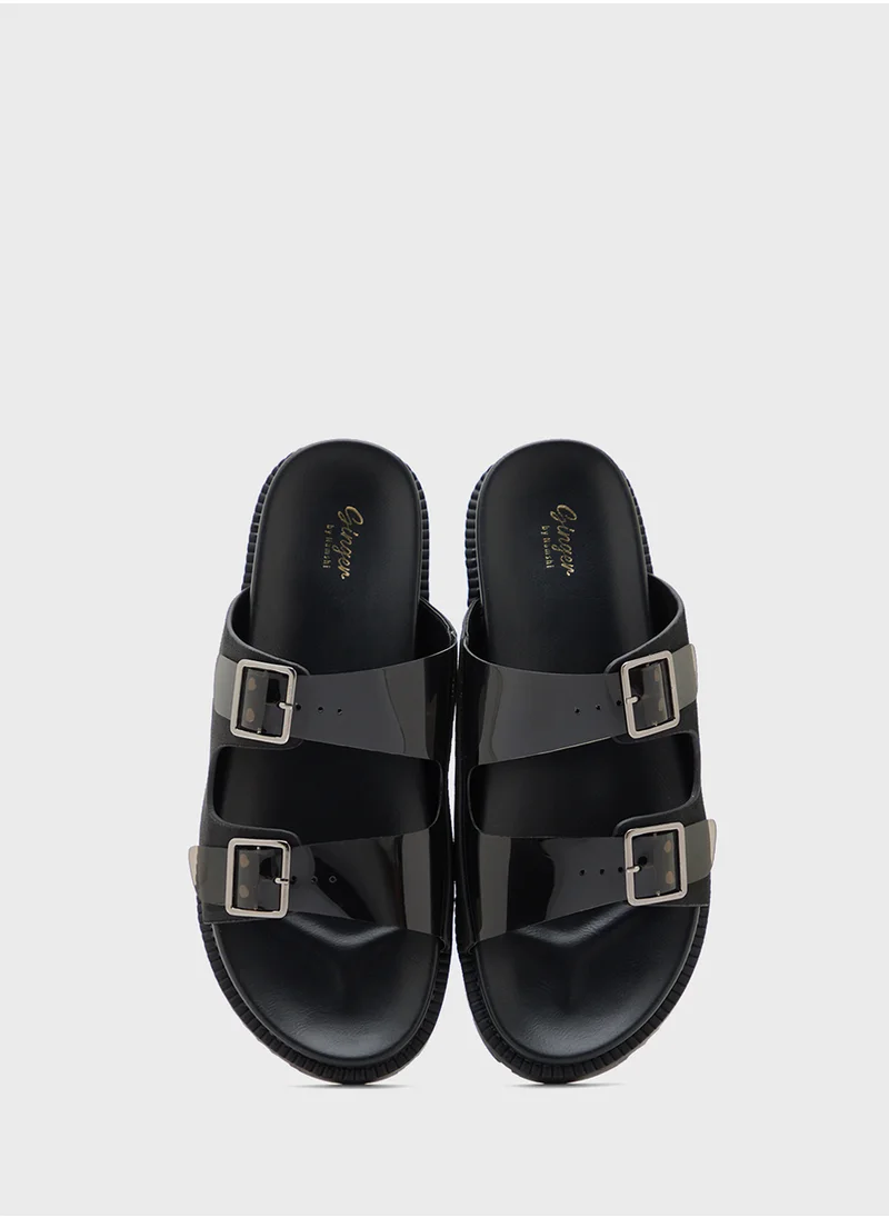 Ginger Double Strap Persplex  Flat Sandal
