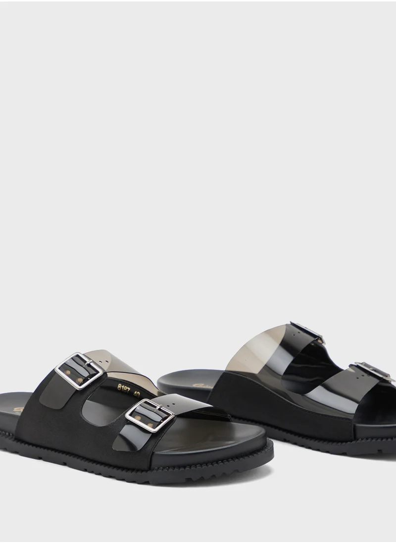 Ginger Double Strap Persplex  Flat Sandal