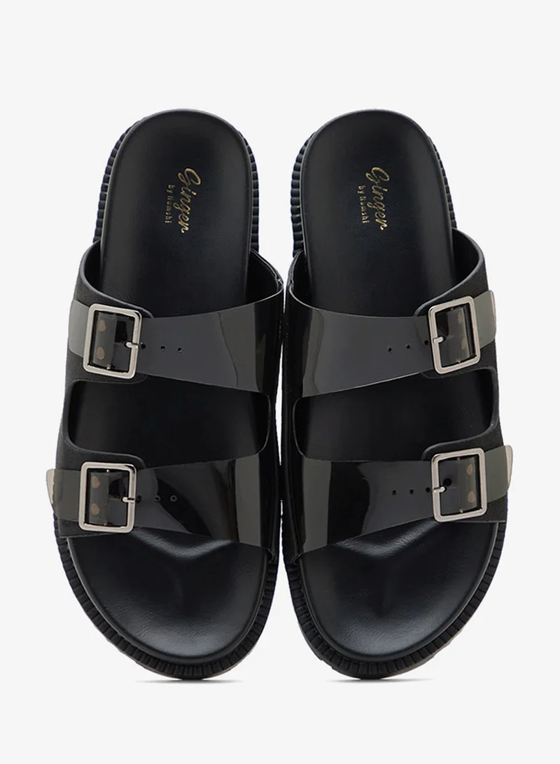 Ginger Buckle Detail Double Strap Chunky Sandal