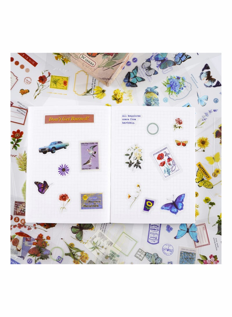 Excefore Vintage Scrapbooking Stickers, 510 Pcs Vintage Aesthetic Scrapbooking Supplies Kit, Mystical Jungle Transparent Decorative Stickers Plant erfly Flower Mushroom Insect Stickers - Image 4