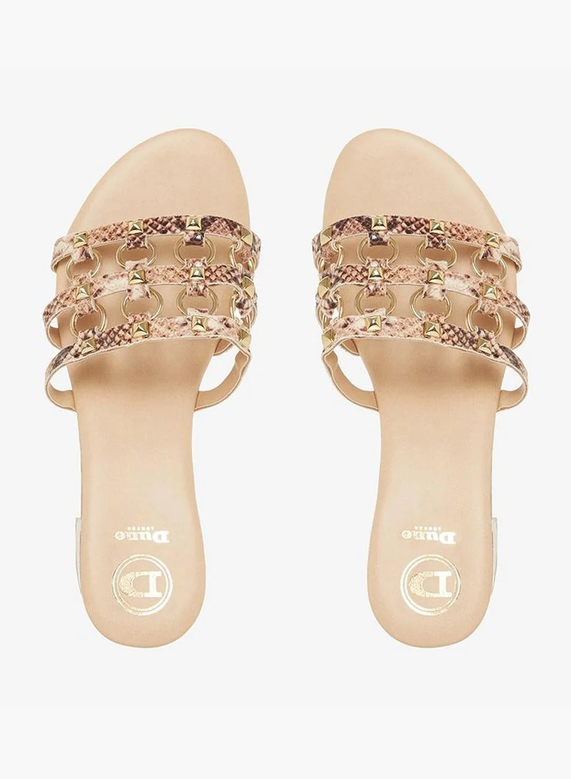 Dune LONDON Metallic Embellishment Open Toe Block Heeled Sanda