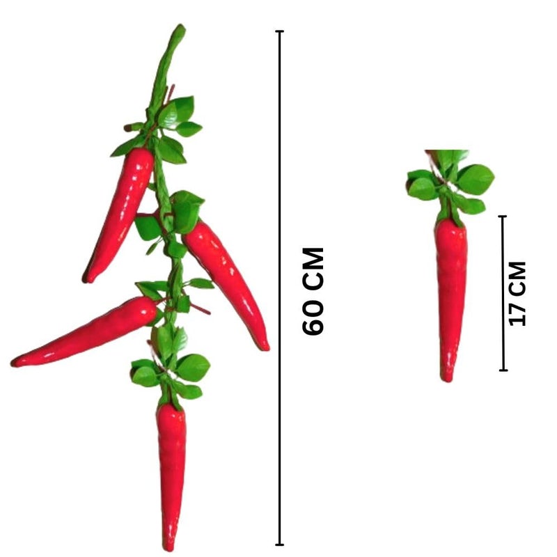 SINGAA Artificial Chilli Pepper Vegetable Hanging String for Home Indoor, Outdoor, Garden, Fruitshop, Stage, Photography, Decoration and Teaching Material (Pack of 2) 60 CM - Image 2