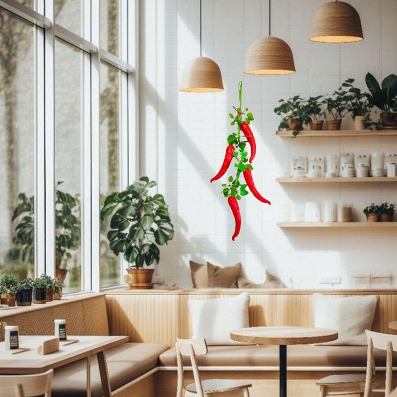 SINGAA Artificial Chilli Pepper Vegetable Hanging String for Home Indoor, Outdoor, Garden, Fruitshop, Stage, Photography, Decoration and Teaching Material (Pack of 2) 60 CM - Image 5