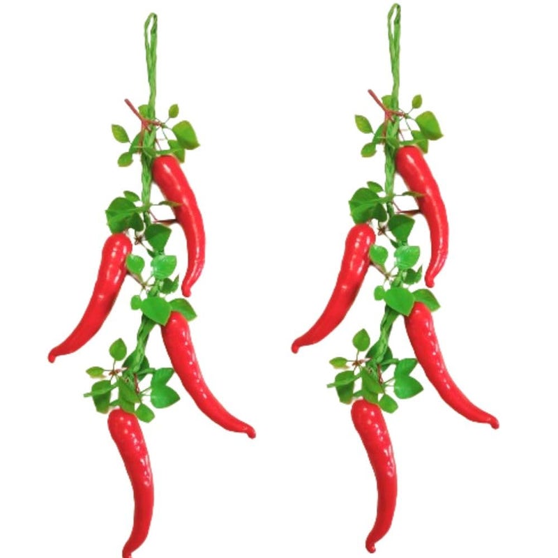 SINGAA Artificial Chilli Pepper Vegetable Hanging String for Home Indoor, Outdoor, Garden, Fruitshop, Stage, Photography, Decoration and Teaching Material (Pack of 2) 60 CM - Image 1