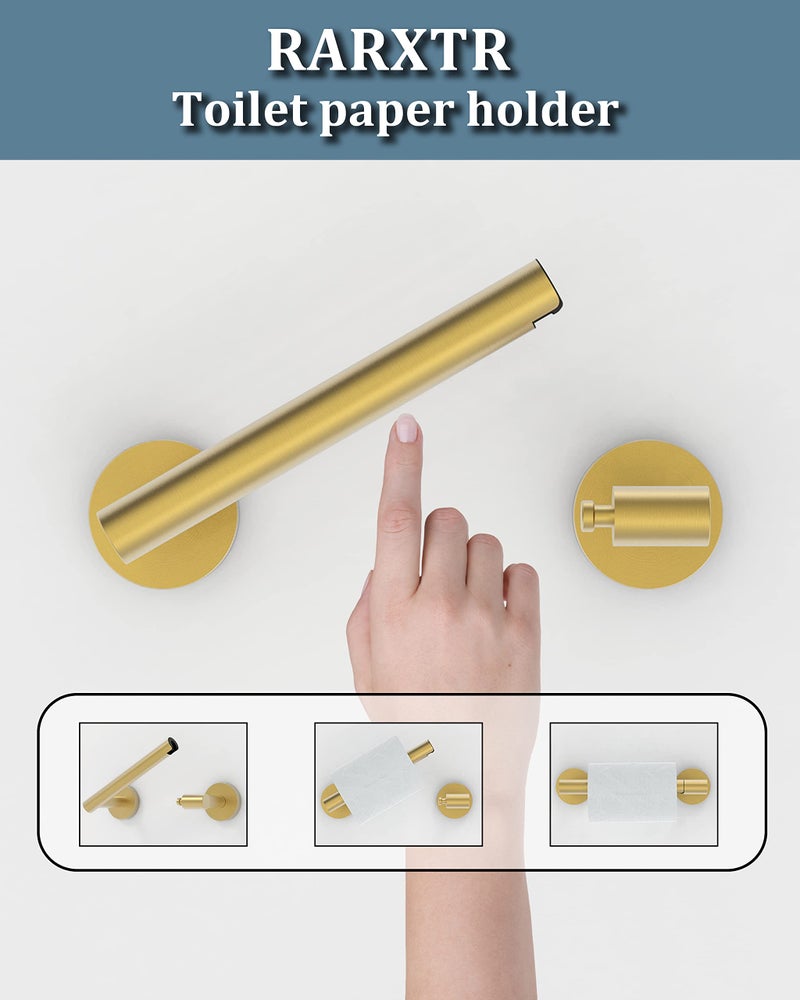 RARXTR Gold 2 Pack Toilet Paper Holder SUS304 Stainless Steel Double Post Pivoting Toilet Paper Roll Holder Wall Mounted Toilet Tissue Holder for Commercial Bathroom RV - Image 2