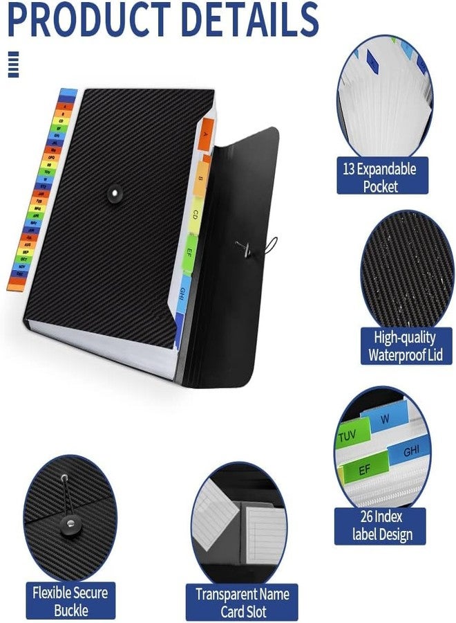 Nicecho 3Pcs Expanding File Folder, 13 Pockets Accordion File Holder Organizer, A4 Letter Size Paper Document Receipt Organizer Accordian Filing Folder - Image 2