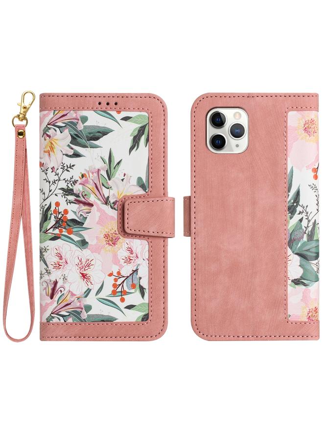 زبون جراب هاتف جلدي بنمط زهور لهاتف iPhone 11 Pro مع حبل - Image 1