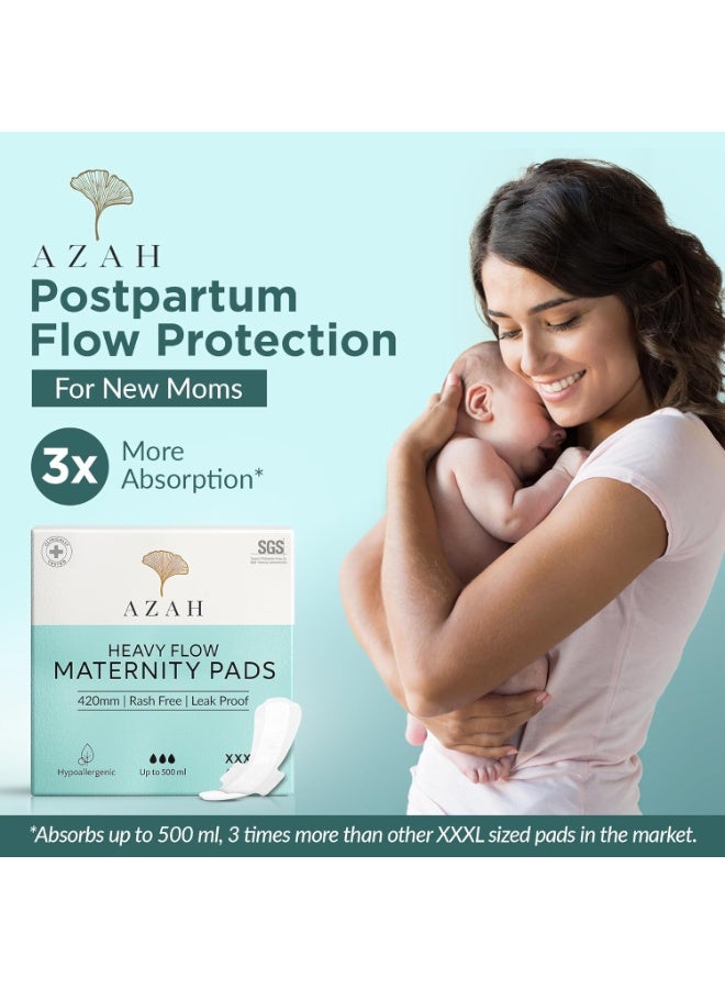 Azah Maternity Pads after Delivery [Pack of 25] | XXXL Sanitary Napkins for Women after Delivery | Leak Proof Sanitary Pads for Women | For Postpartum Flow, Urine Incontinence, Ultra Heavy Flow - Image 1