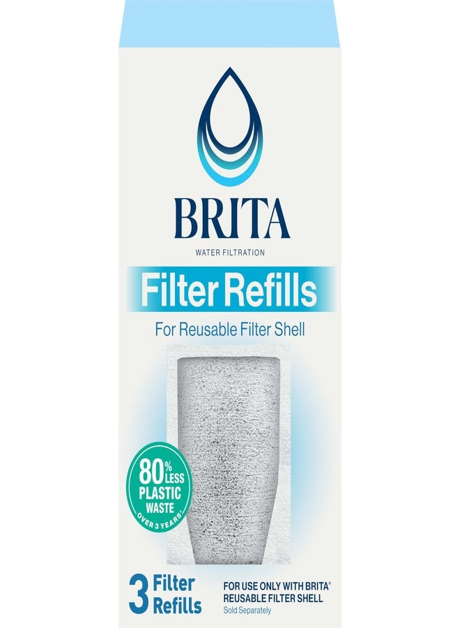 Brita Refillable Water Filtration System Filter Refills, 3 Count - Image 1