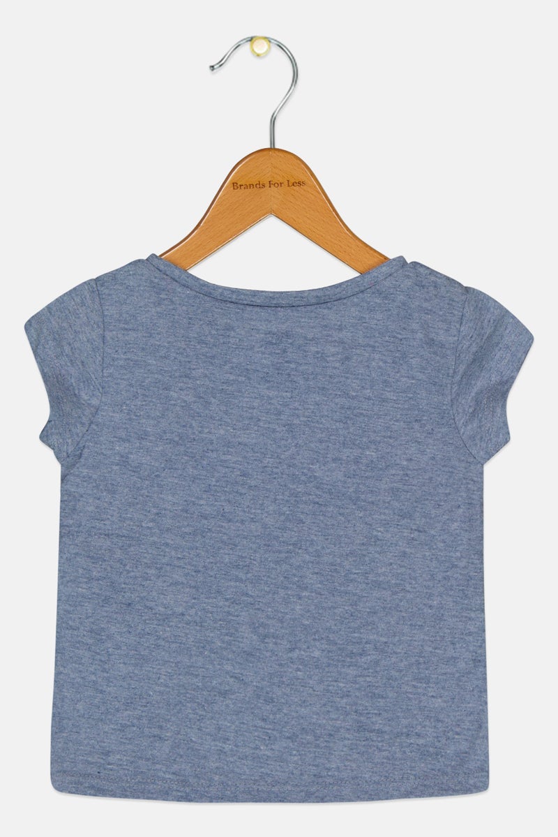 Levi's تي شيرت قصير الأكمام للبنات الصغيرات بياقة دائرية بشعار العلامة التجارية، أزرق رمادي - Image 3