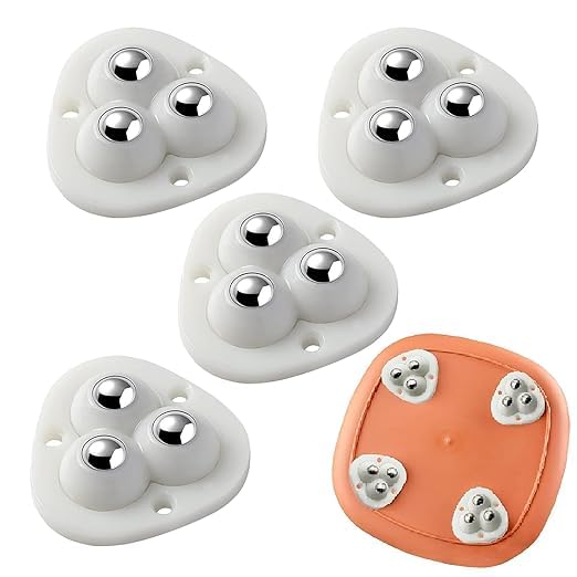 ARUP Self Adhesive Caster Wheels 360 Swivel Universal Wheel Mini Roller Ball Transfer Bearing for Small Kitchen Appliances Storage with 3 Ball Bearings White 4 PCS - Image 1