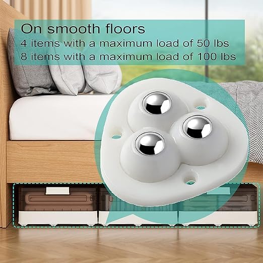 ARUP Self Adhesive Caster Wheels 360 Swivel Universal Wheel Mini Roller Ball Transfer Bearing for Small Kitchen Appliances Storage with 3 Ball Bearings White 4 PCS - Image 2