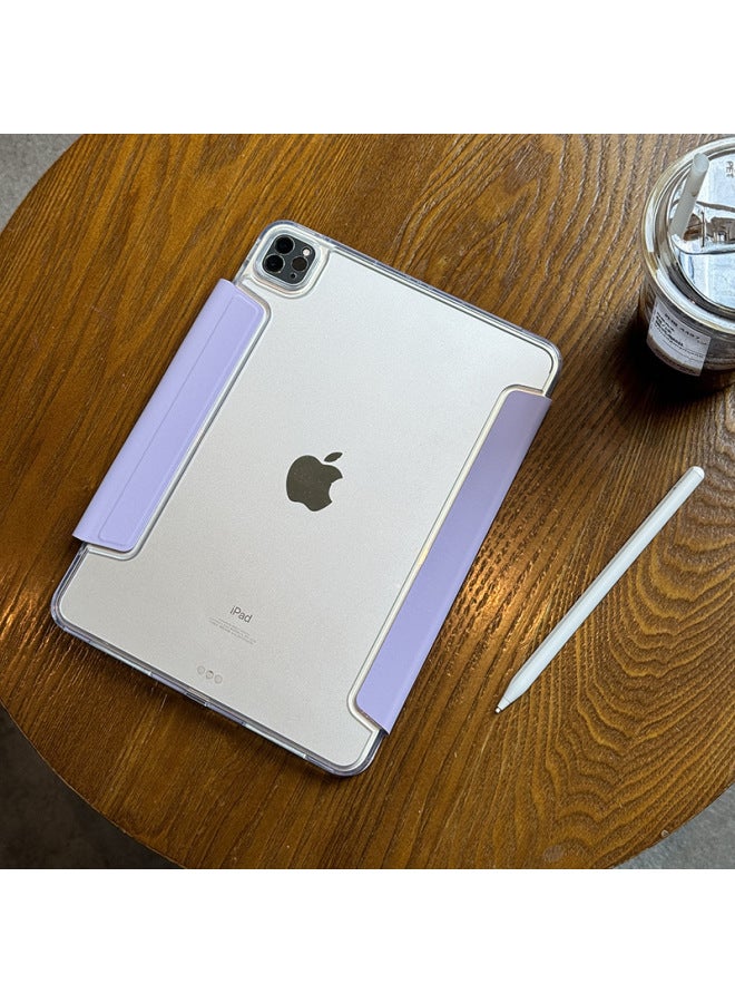 For Apple Ipadair6 Protective Shell Pro No Slot 10 Generation 10.9 Acrylic 12.9 Anti-bending Buckle Y-fold-Color:128 [y Folded Buckle | One-piece Ice Crystal] Purple-Applicable Models:Ipad Air 2024/2025 Version( 13inch ) - Image 1
