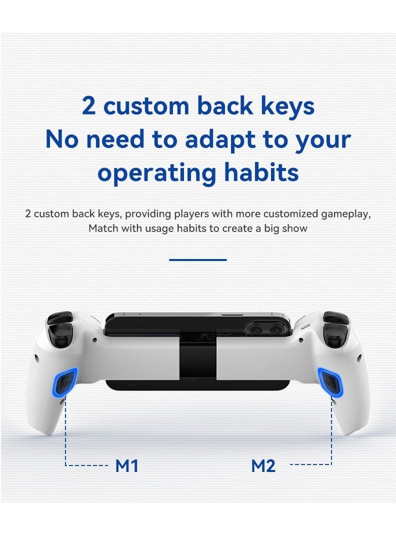 D9 Mobile Game Controller Telescopic Gamepad For Android IOS PS3 PS4 Switch ios HAll Joysitck with Turbo/6-axis Gyro/Vibration (White)