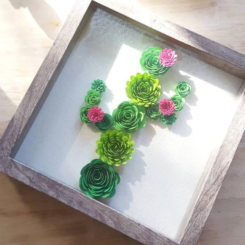 Mverse Mverse 3D Rolled Artificial Roses Paper Flowers  Mini Crafts DIY Gift Decorations for Custom Shadow Box Frame  Graduation Cap  Cake Topper (18 Pieces  Dark Green)  - Image 2