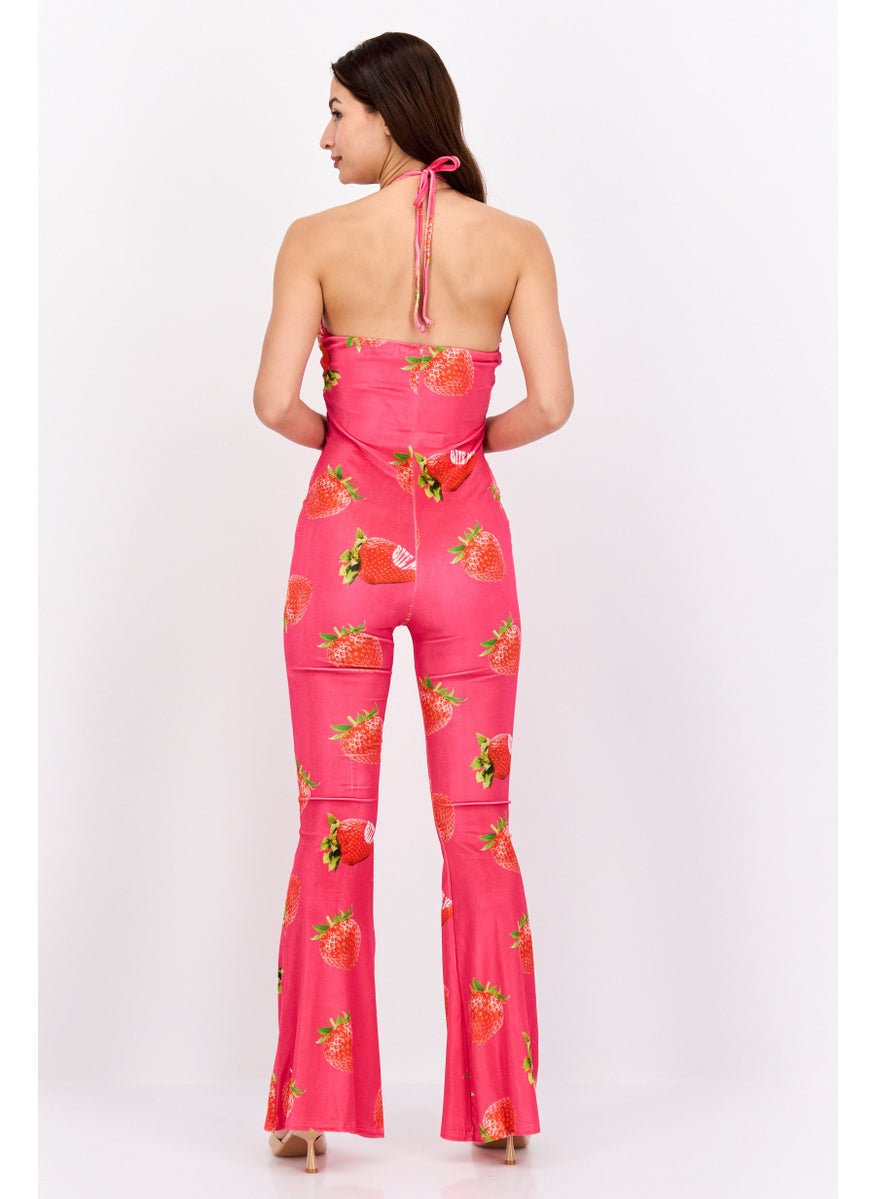 Vintage Supply Women All Over Printed Sleeveless Jumpsuits, Pink Combo  - Image 4