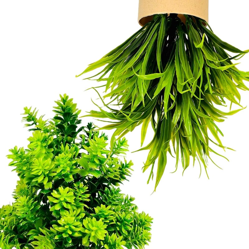 Dekorly Artificial Potted Plants, Artificial Plastic Eucalyptus Plants Small Indoor Potted Houseplants, Small Faux Plants for Home Decor Bathroom Office Farmhouse (Cylinder Brown Pot) - Image 3