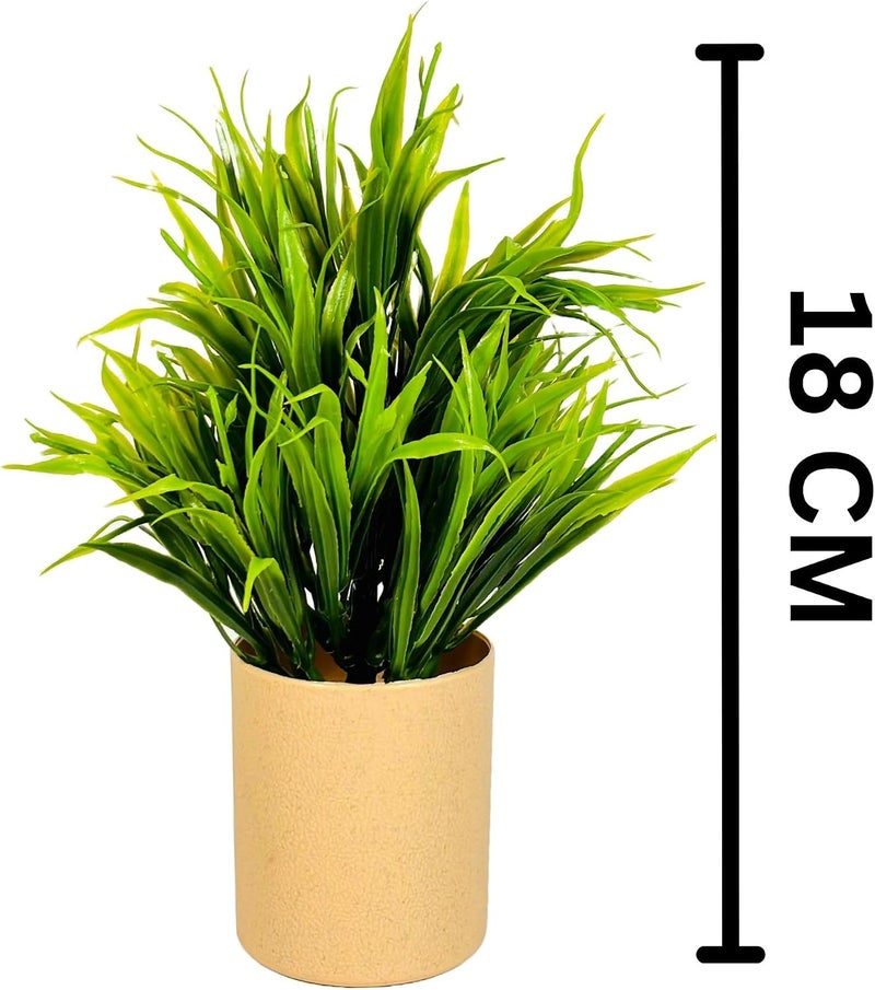 Dekorly Artificial Potted Plants, Artificial Plastic Eucalyptus Plants Small Indoor Potted Houseplants, Small Faux Plants for Home Decor Bathroom Office Farmhouse (Cylinder Brown Pot) - Image 2