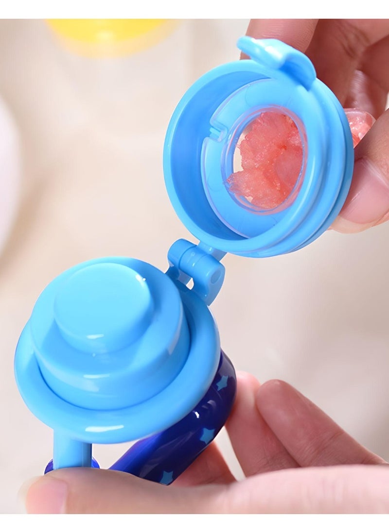 SARAOONT 2Pack Baby Fruit Food Feeder Silicone Nipple Fresh Pouches Teething Toy Aching Gums Pacifier Reusable Green Blue  - Image 3