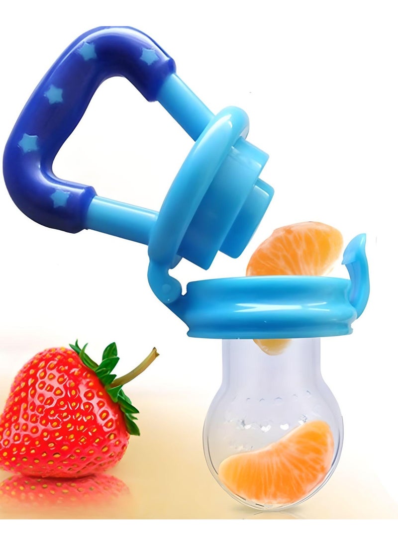 SARAOONT 2Pack Baby Fruit Food Feeder Silicone Nipple Fresh Pouches Teething Toy Aching Gums Pacifier Reusable Green Blue  - Image 4