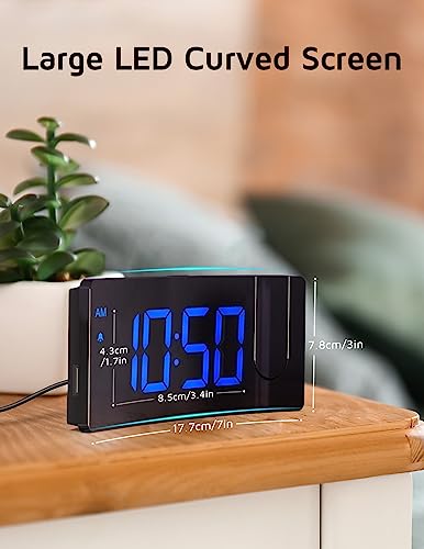 GOLOZA Projection Alarm Clock, Digital Clock with 180° Rotatable Projector, 3-Level Brightness Dimmer, Clear LED Display, Progressive Volume, 9mins Snooze, Digital Alarm Clock for Bedroom - Image 5