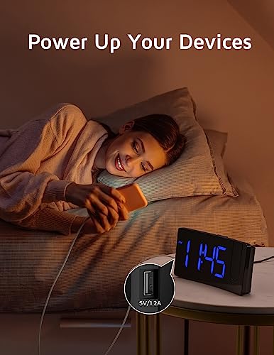 GOLOZA Projection Alarm Clock, Digital Clock with 180° Rotatable Projector, 3-Level Brightness Dimmer, Clear LED Display, Progressive Volume, 9mins Snooze, Digital Alarm Clock for Bedroom - Image 4