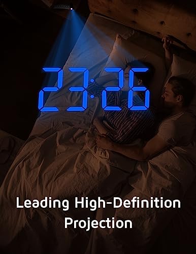 GOLOZA Projection Alarm Clock, Digital Clock with 180° Rotatable Projector, 3-Level Brightness Dimmer, Clear LED Display, Progressive Volume, 9mins Snooze, Digital Alarm Clock for Bedroom - Image 2