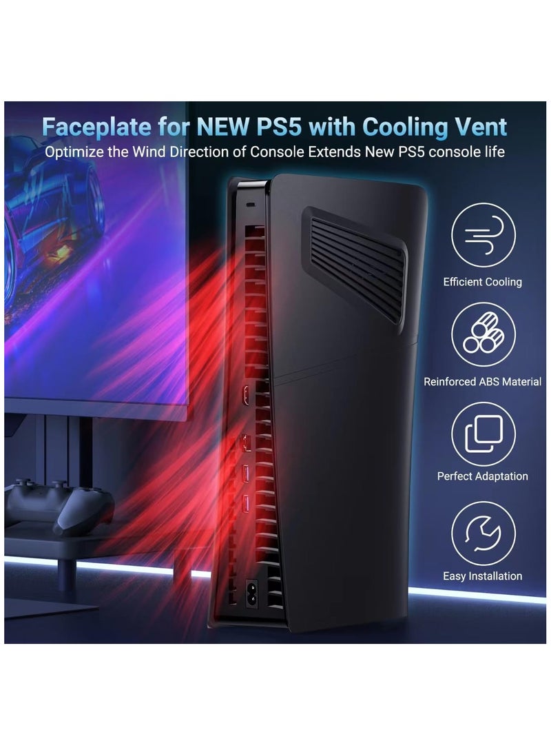 SOLARAE أغطية غلاف PS5 سليم متوافقة مع جهاز بلاي ستيشن 5 سليم إصدار القرص، ملحقات PS5 سليم غلاف وجه مع فتحات تبريد بديل واقي مضاد للصدمات جلد مخصص - Image 2